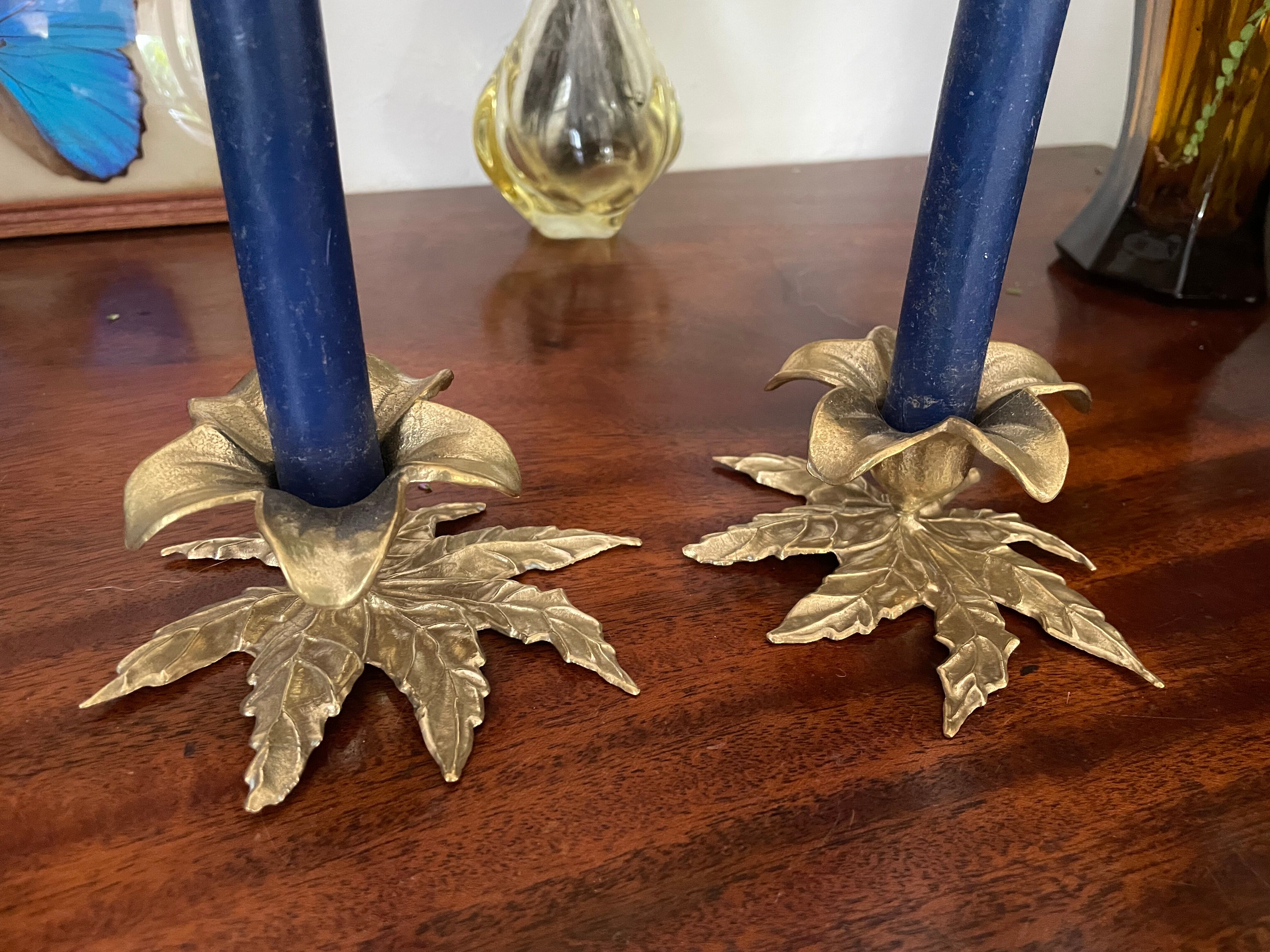 Pair of vintage brass candle holders