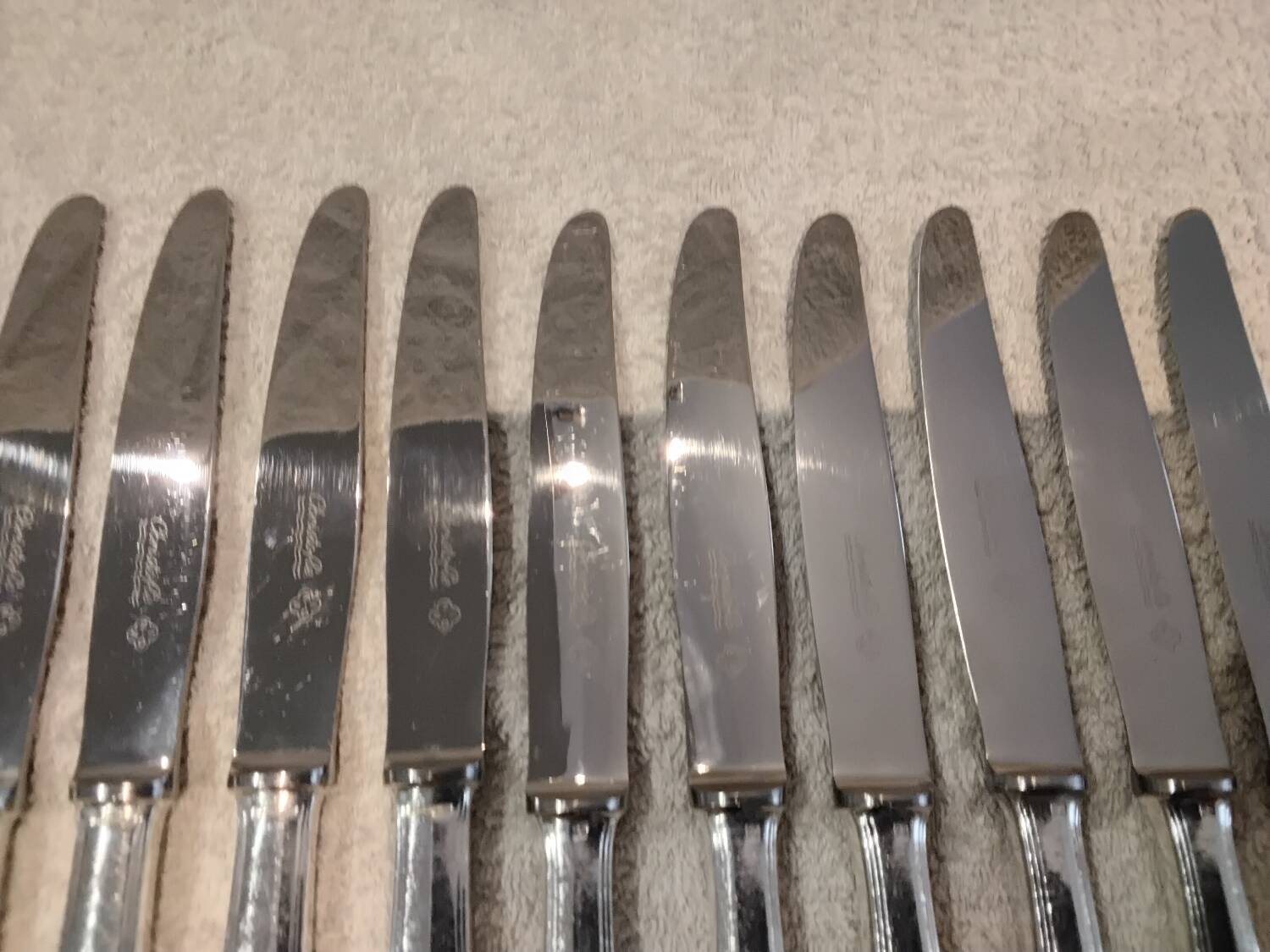 12 silver-plated dessert knives by Christofle America