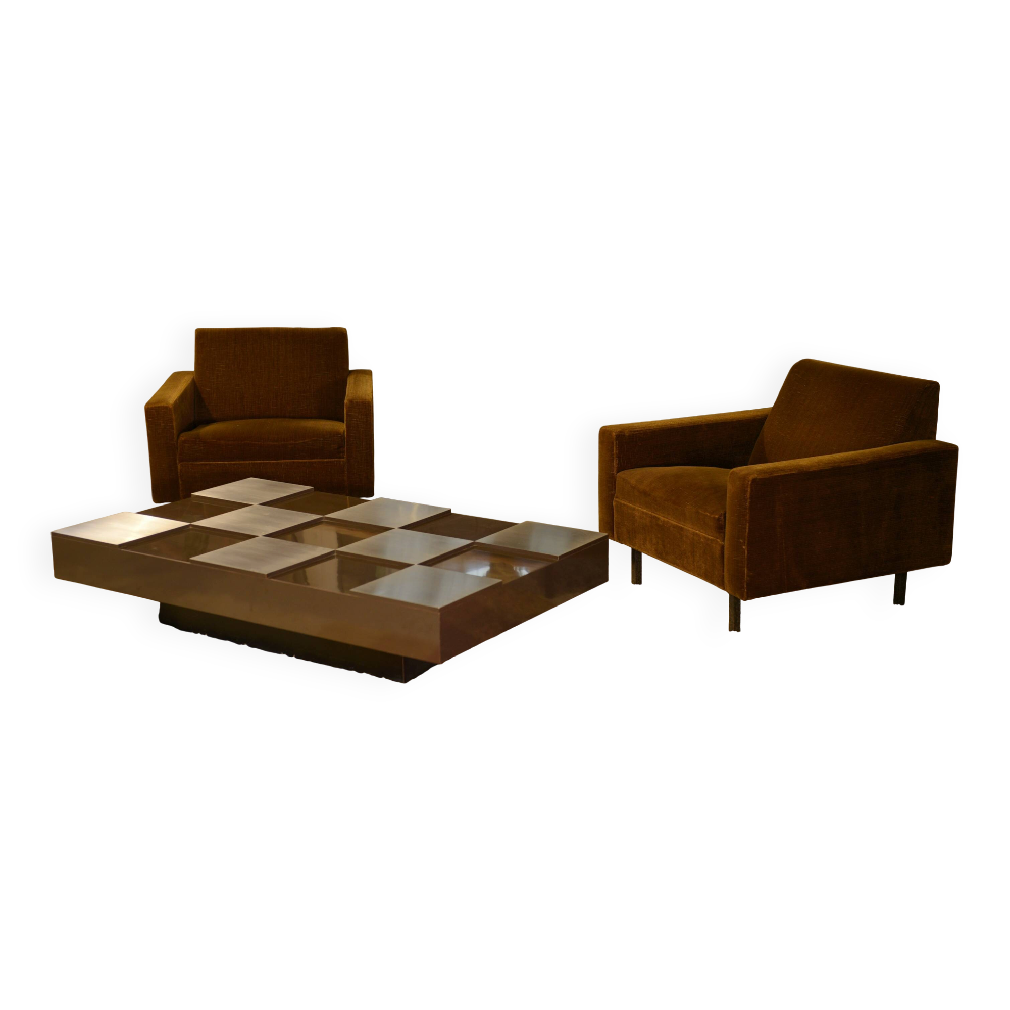 Designer coffee table with a checkerboard pattern attributed to Roberto Monsani 1970s.
