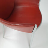 Set of 4 red leather and aluminium duna chairs by Jorge Pensi for Cassina, 1990s