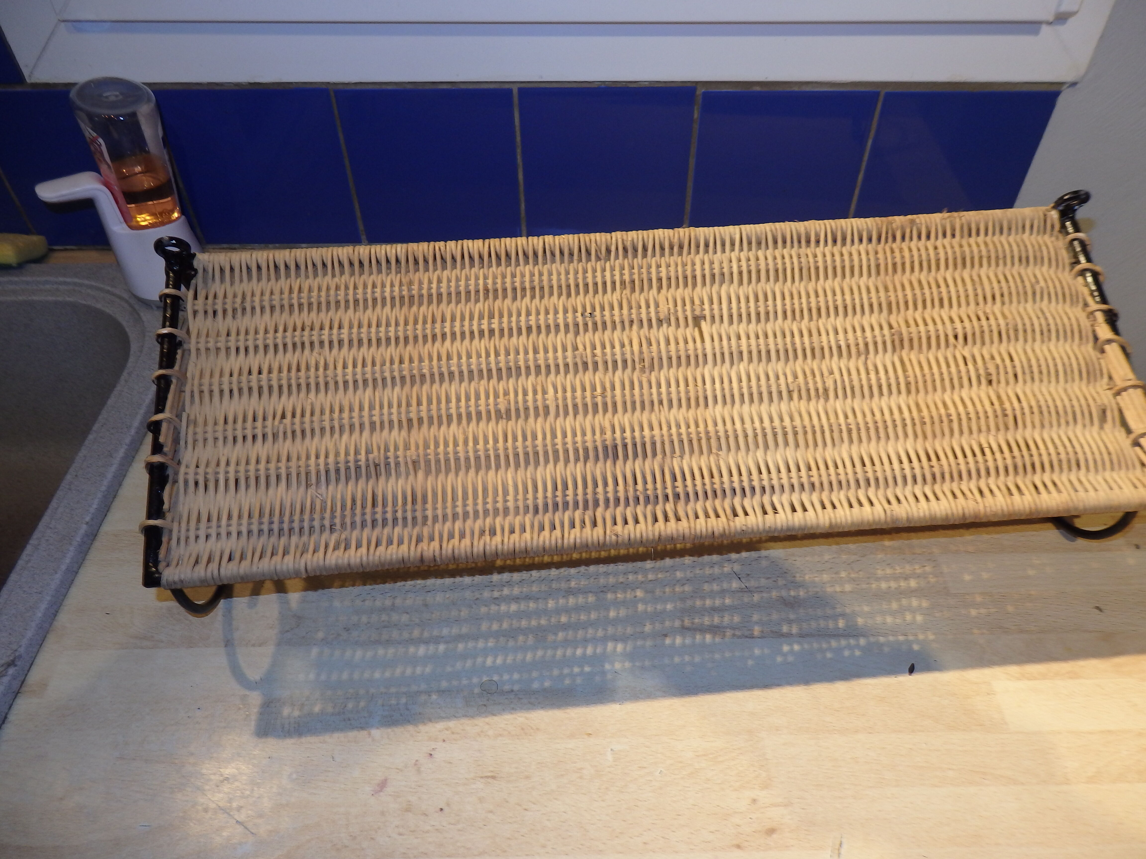 Vintage metal and rattan shelves