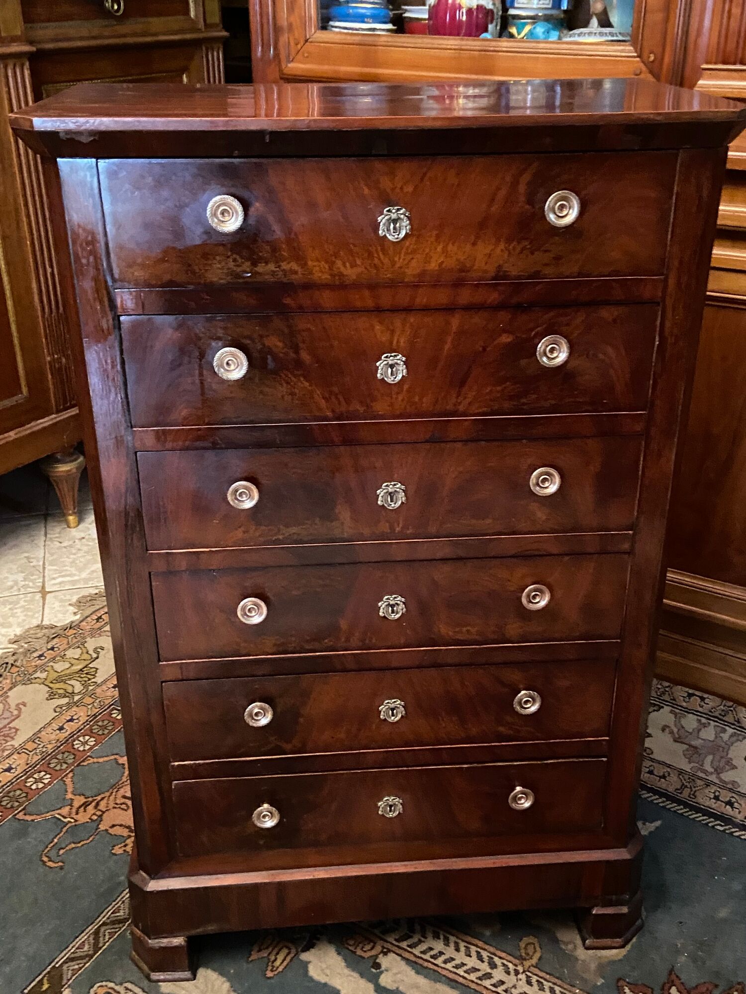Chest of drawers with 6 drawers mahogany style Restoration