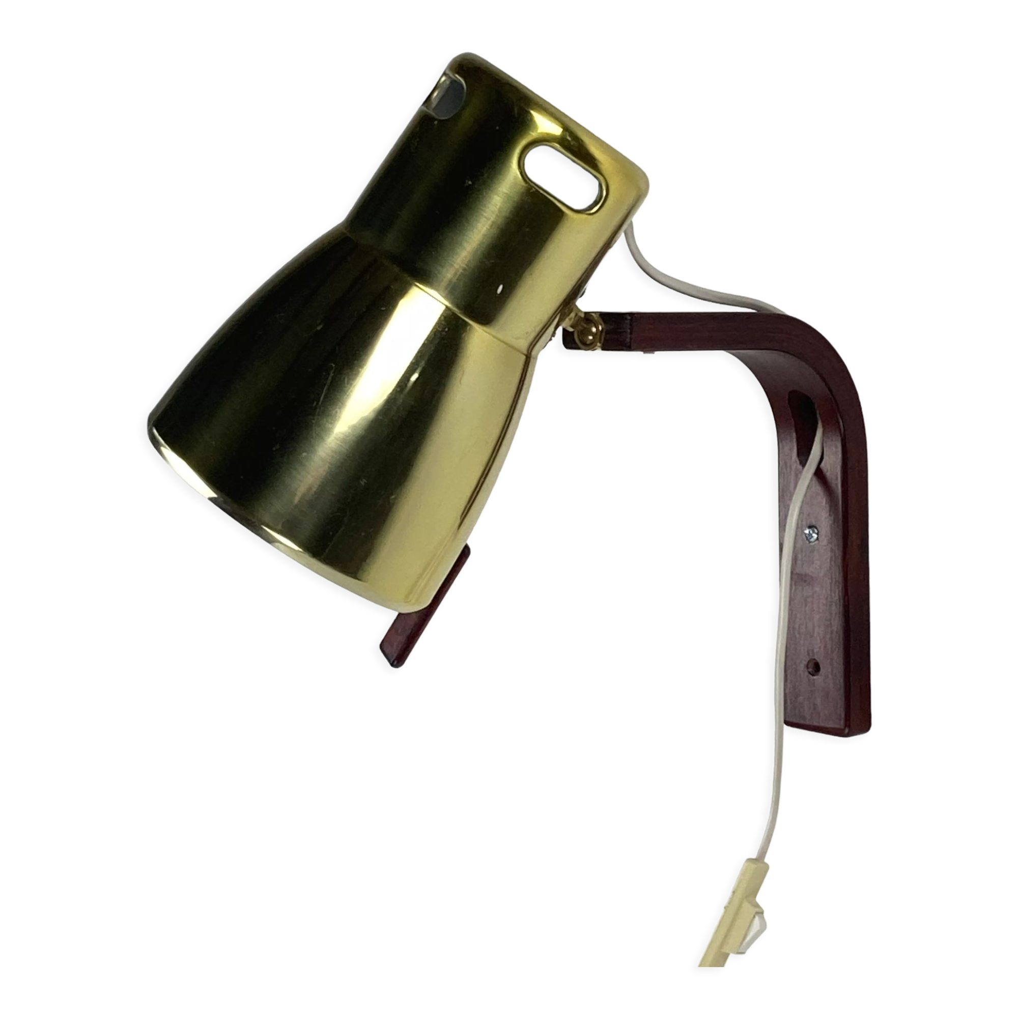 Teak brass wall sconce by hans agne jakobsson, sweden 1960s model v488