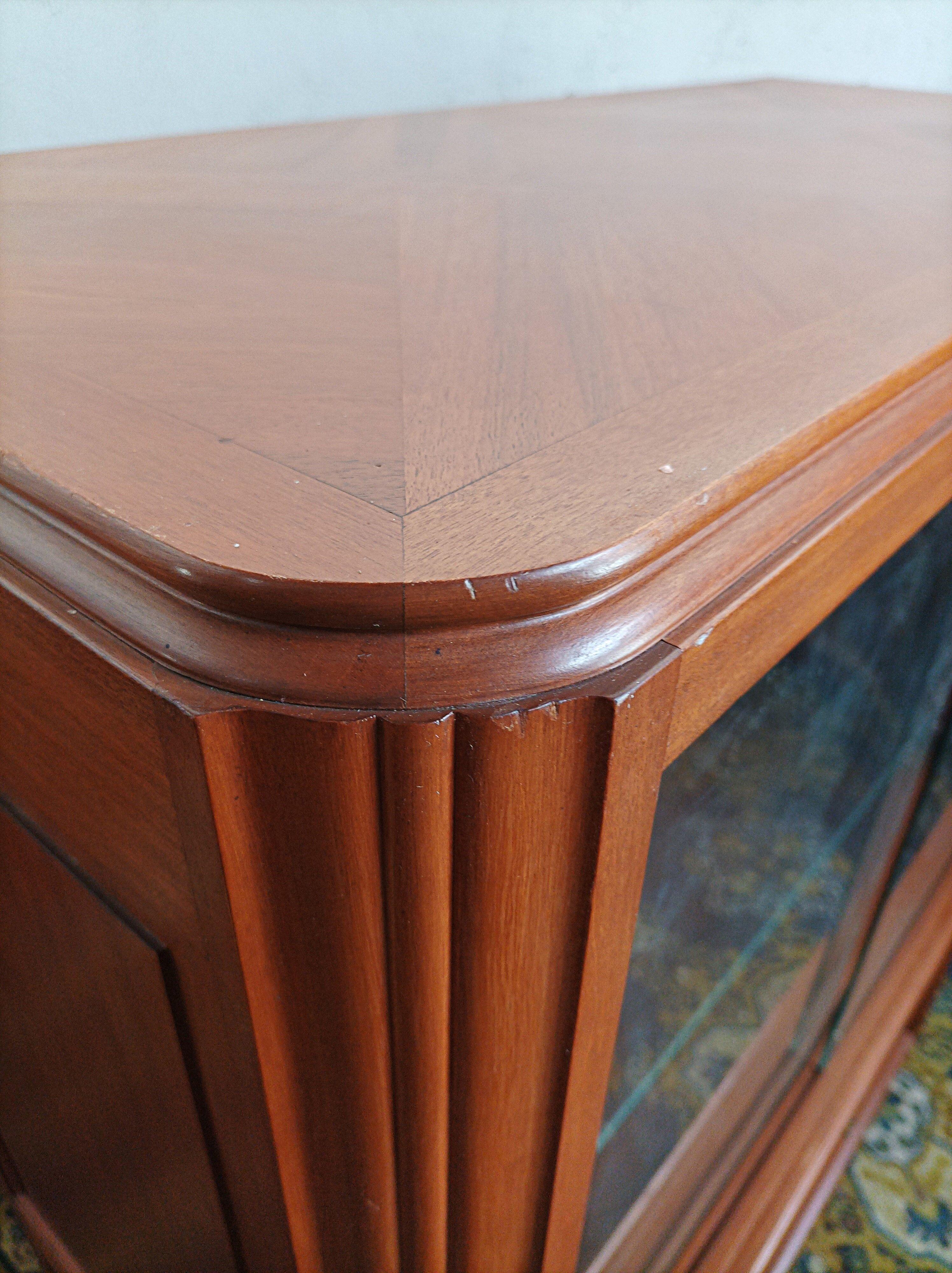 Art deco walnut display cabinet