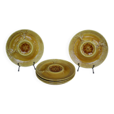 5 plates of artichokes in barbotine from the 70s
