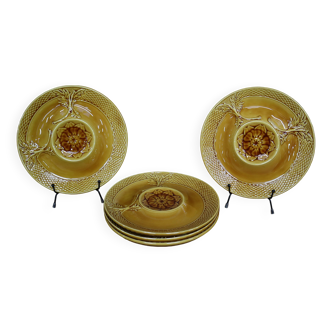 5 assiettes à artichauts en barbotine année 70