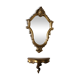 Miroir et sa console dorés style rocaille