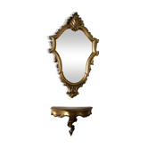 Mirror and its console gilded rockery style