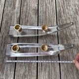 Paire de bougeoirs cristal Schneider en forme de pirogue