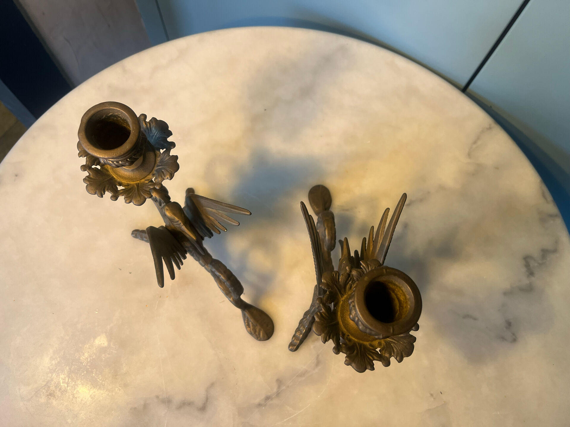 Pair of chimera candlesticks