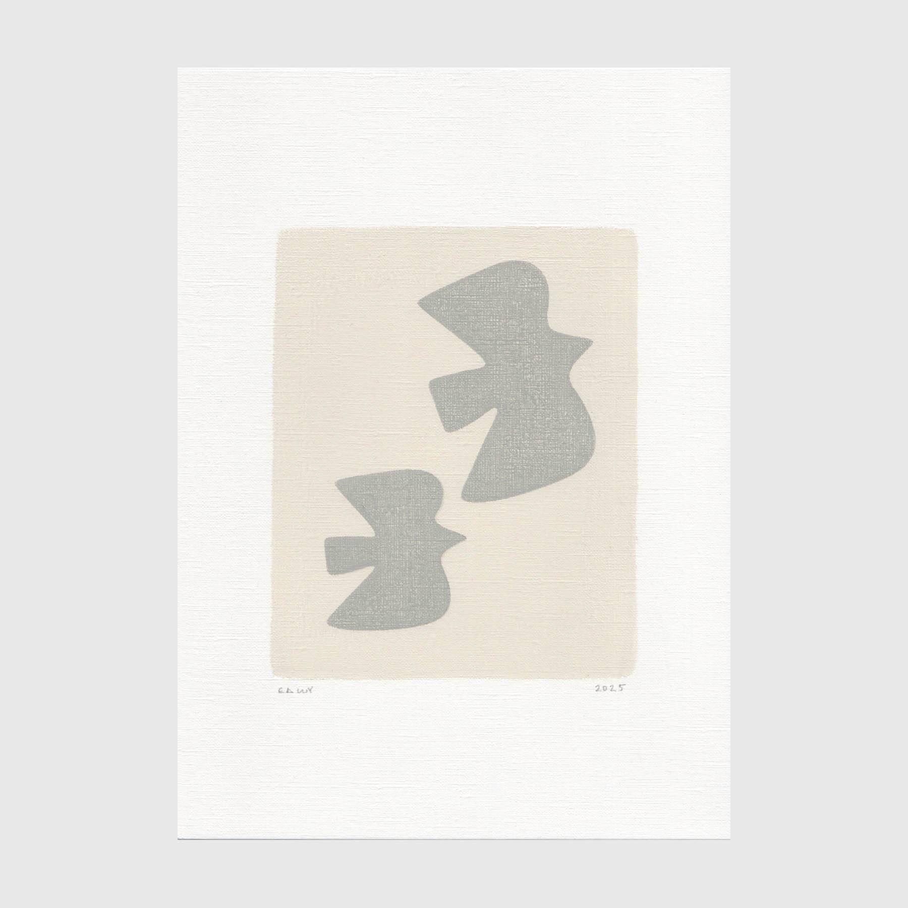 Abstract painting on paper - Birds B137 - painting signed eawy
