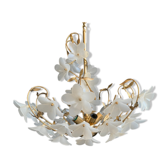Vintage Murano glass flower chandelier