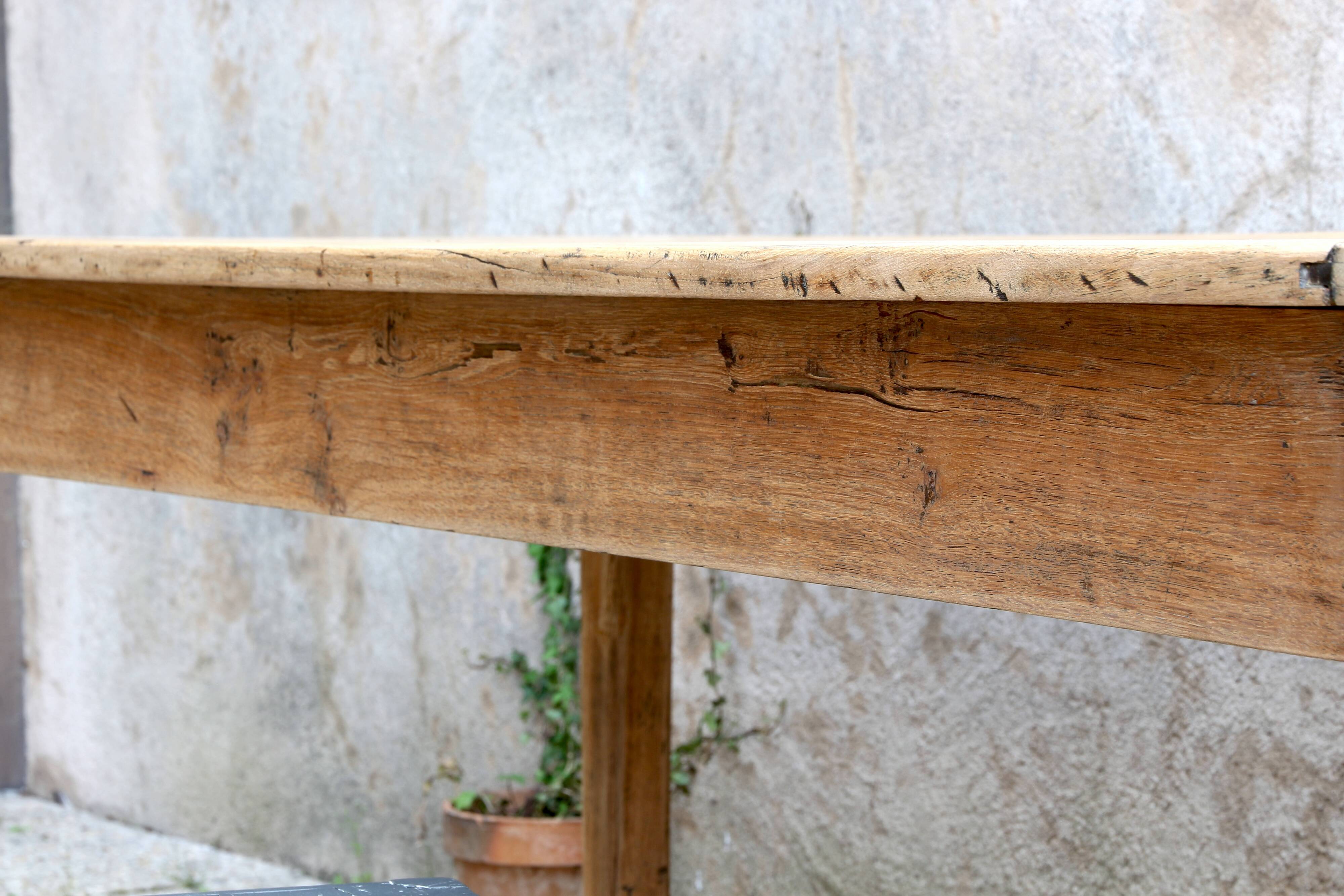 Antique solid oak farm table 180 cm long