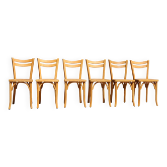 Série de 6 chaises Baumann N°19 hêtre clair