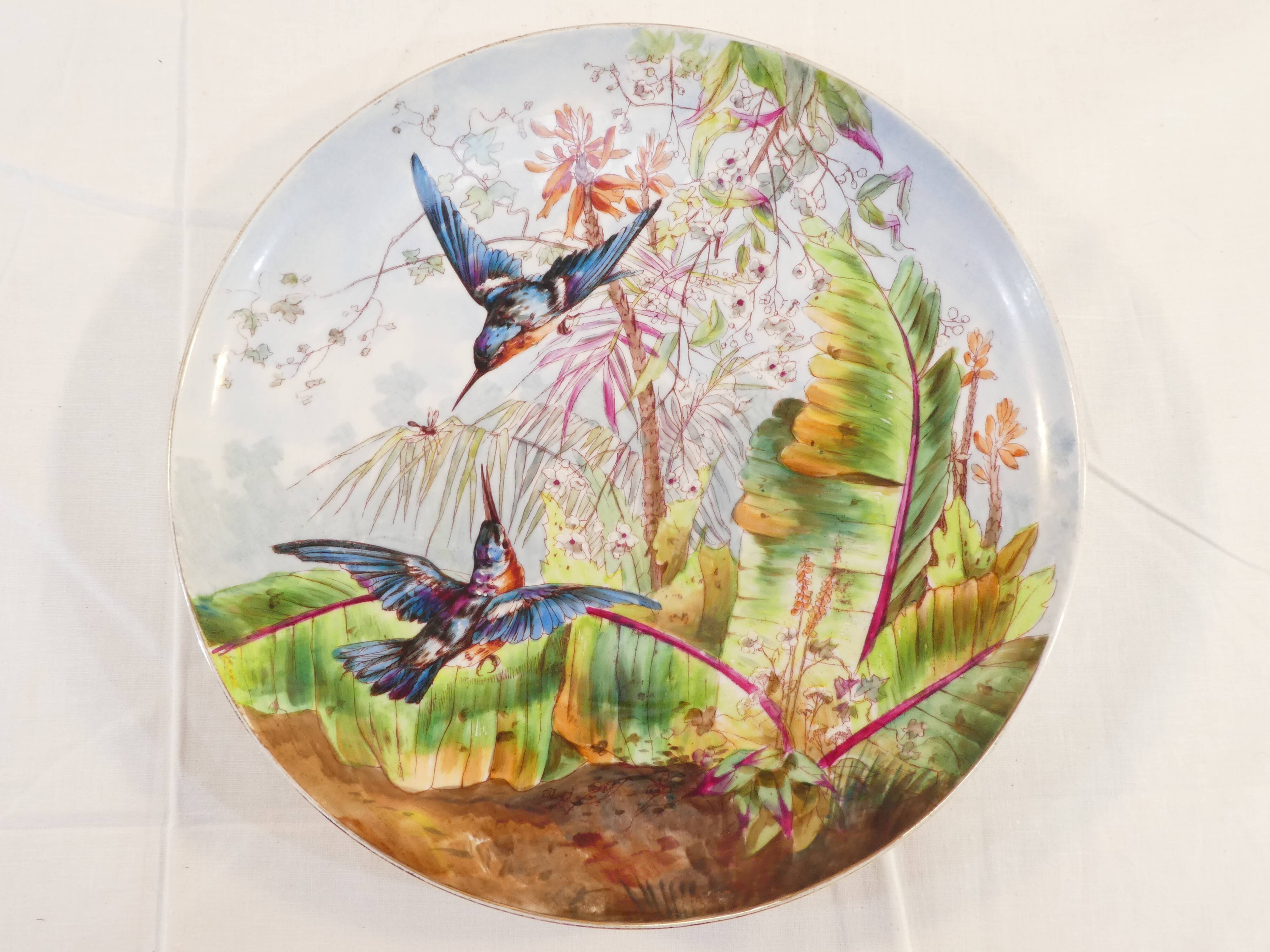 Porcelain dish from limoges or paris around 1900 decoration at martin pecheur