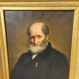 Oil painting on canvas of a bearded character of the xix th century