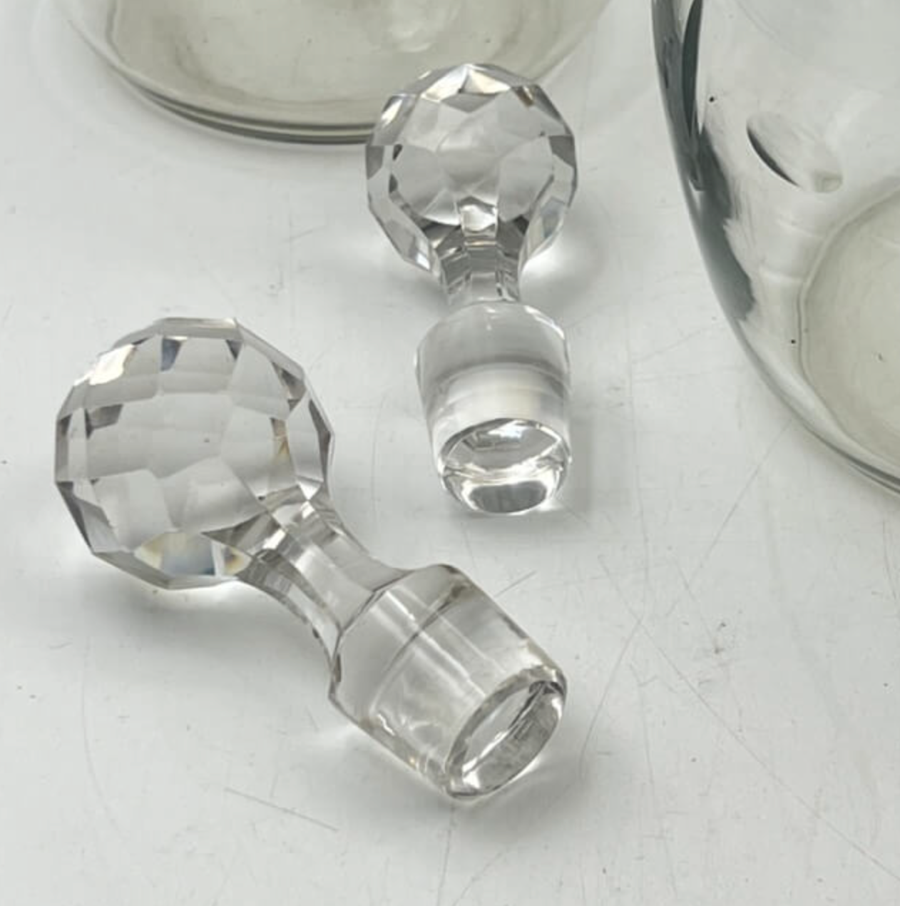 Engraved glass decanters