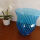 Blue spiral blown glass vase