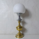 Lampe champignon argent laiton pate de verre