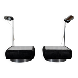 Set of 2 side tables with integrated lamp.