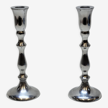 Pair of vintage metal candle holders