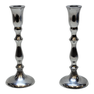 Pair of vintage metal candle holders