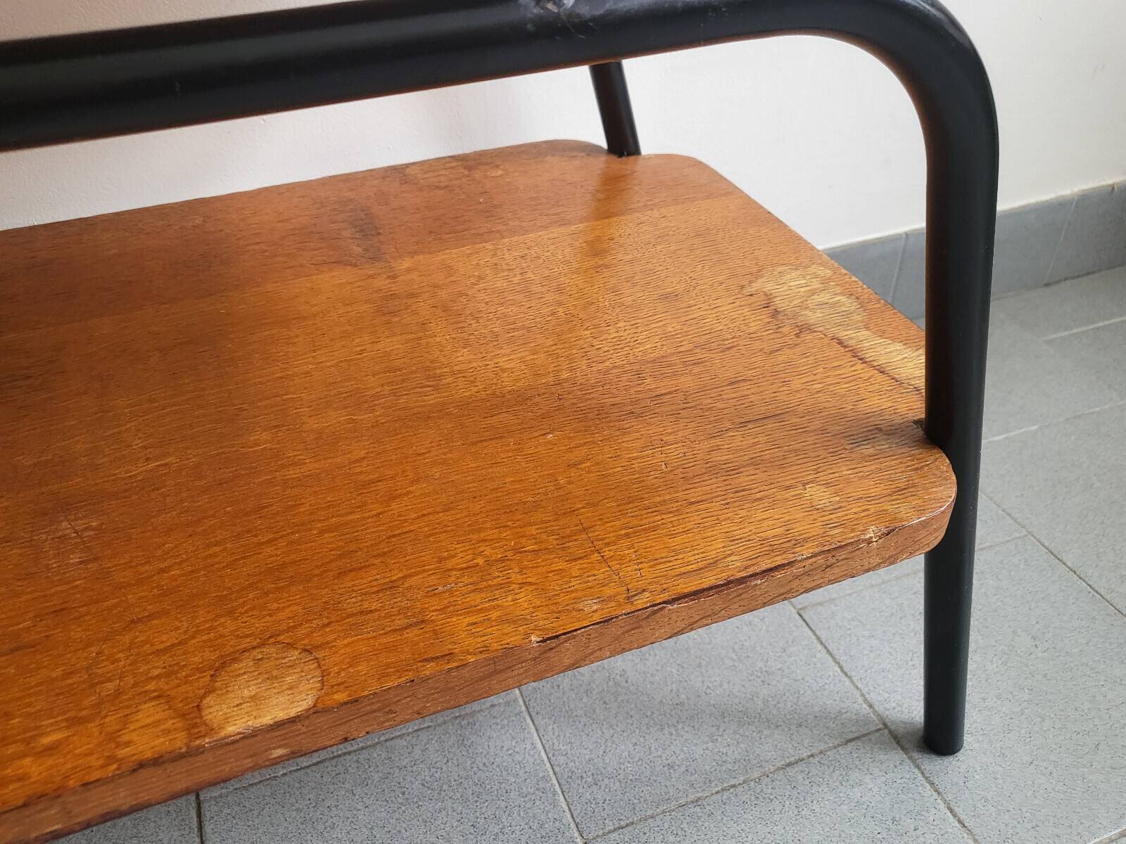 Vintage 1950 coffee table magazine rack in steel & beech 50s rockabilly zazou