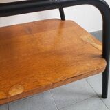 Vintage 1950 coffee table magazine rack in steel & beech 50s rockabilly zazou