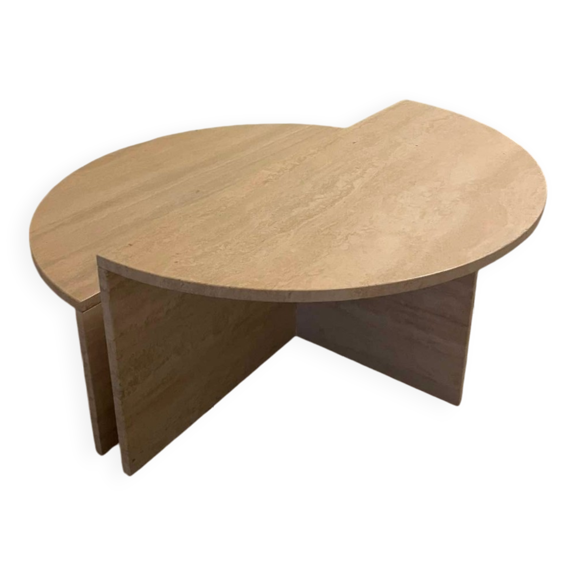 Table basse ronde en travertin, modèle pour Up&up, Italy, 1970s