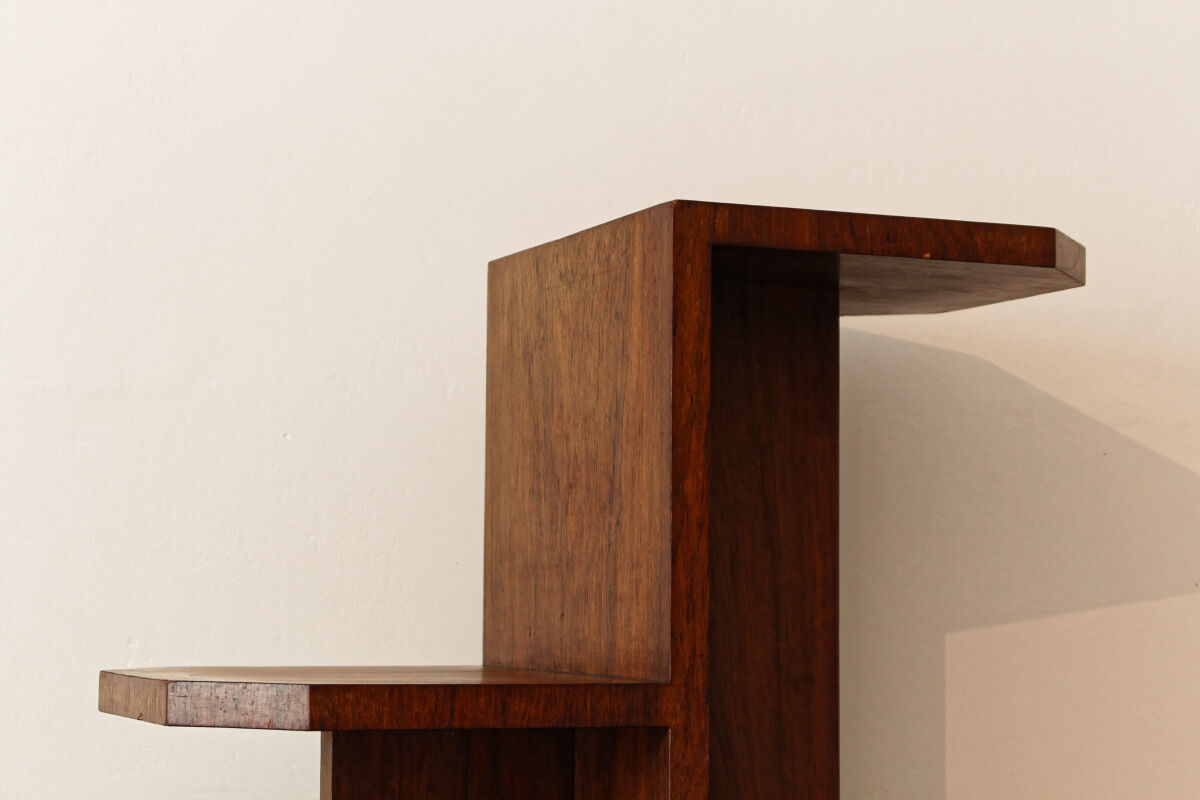 Brutalist sofa end, mahogany veneer