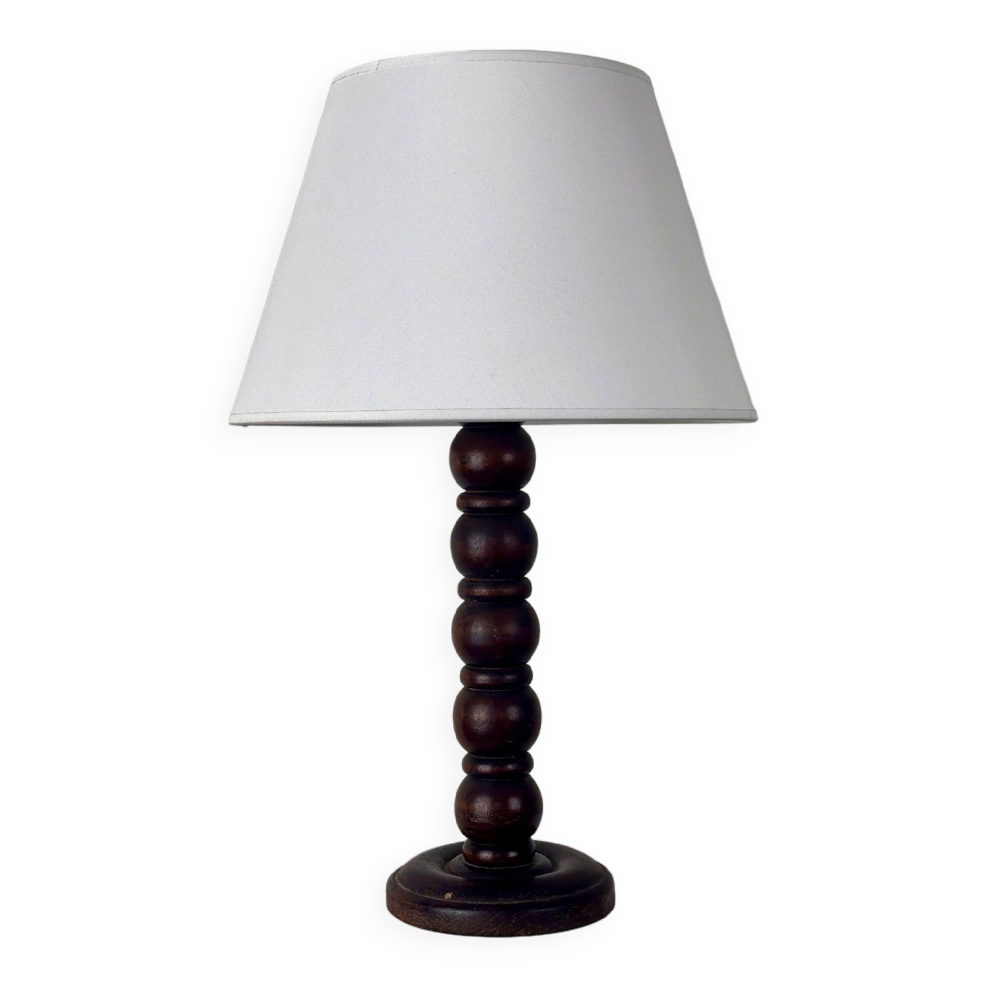 Large old turned wooden lamp, early 20th century, France