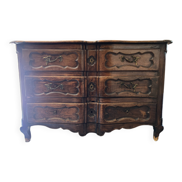 Commode 3 tiroirs en bois style Louis XV