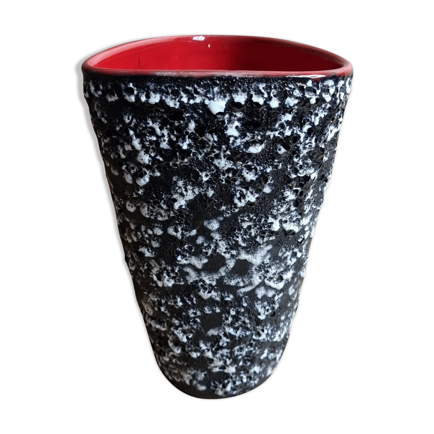 Vase fat lava de vallauris rouge et noir