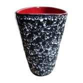 Vase fat lava of vallauris red and black