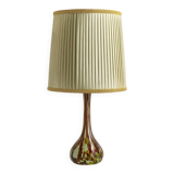 Glass Table Lamp with Textile Shade, 1960s–1970s