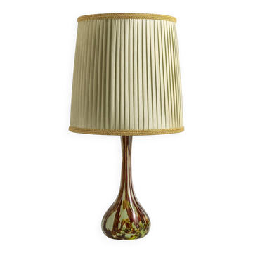 Lampe de table en verre avec abat-jour en textile, années 1960-1970