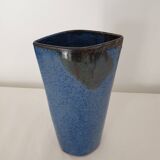 Ceramic vase with blue glaze 25cm Signed Jean Cacheleux Puisaye