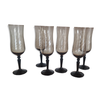 Twisted black smoked crystal glasses