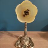 Wall lamp lampshade glass paste flower support brass Dp 0222f056 old art