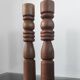 Brutalist turned wood candlestick pair