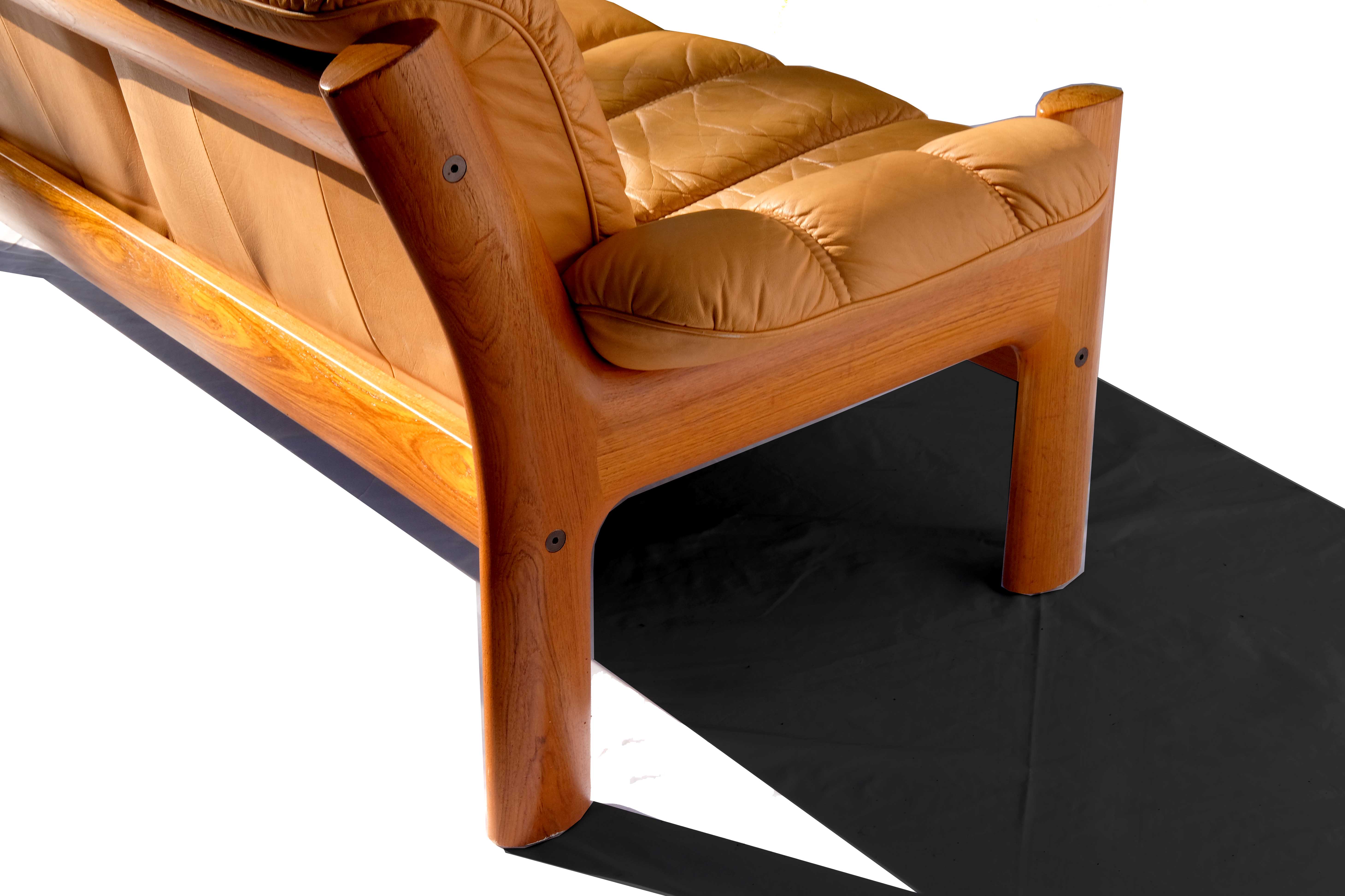 Norwegian modern ekornes teak & leather 3 seater sofa, model montana, 1970’s