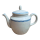 Antique teapot Terre de Fer Opaque from Sarreguemines – Blue checkerboard frieze
