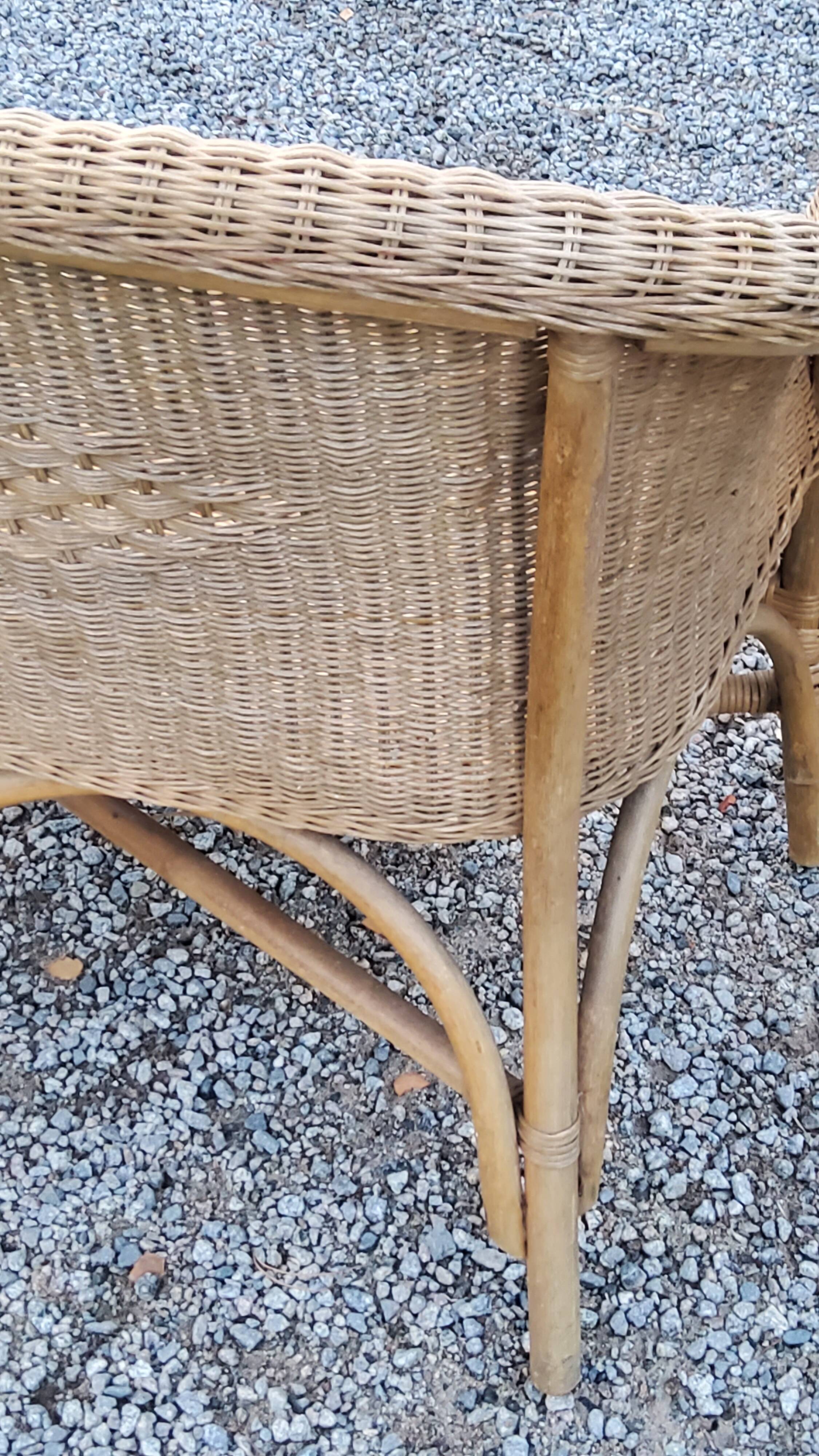 Pair of armchairs and bench in rattan and bamboo from the 60s/70s