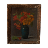Painting bouquet of flowers wooden frame
