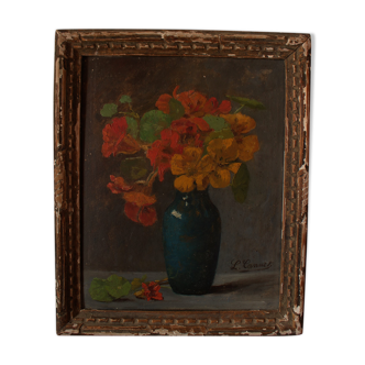 Painting bouquet of flowers wooden frame