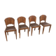 4 wooden and leather chairs art deco