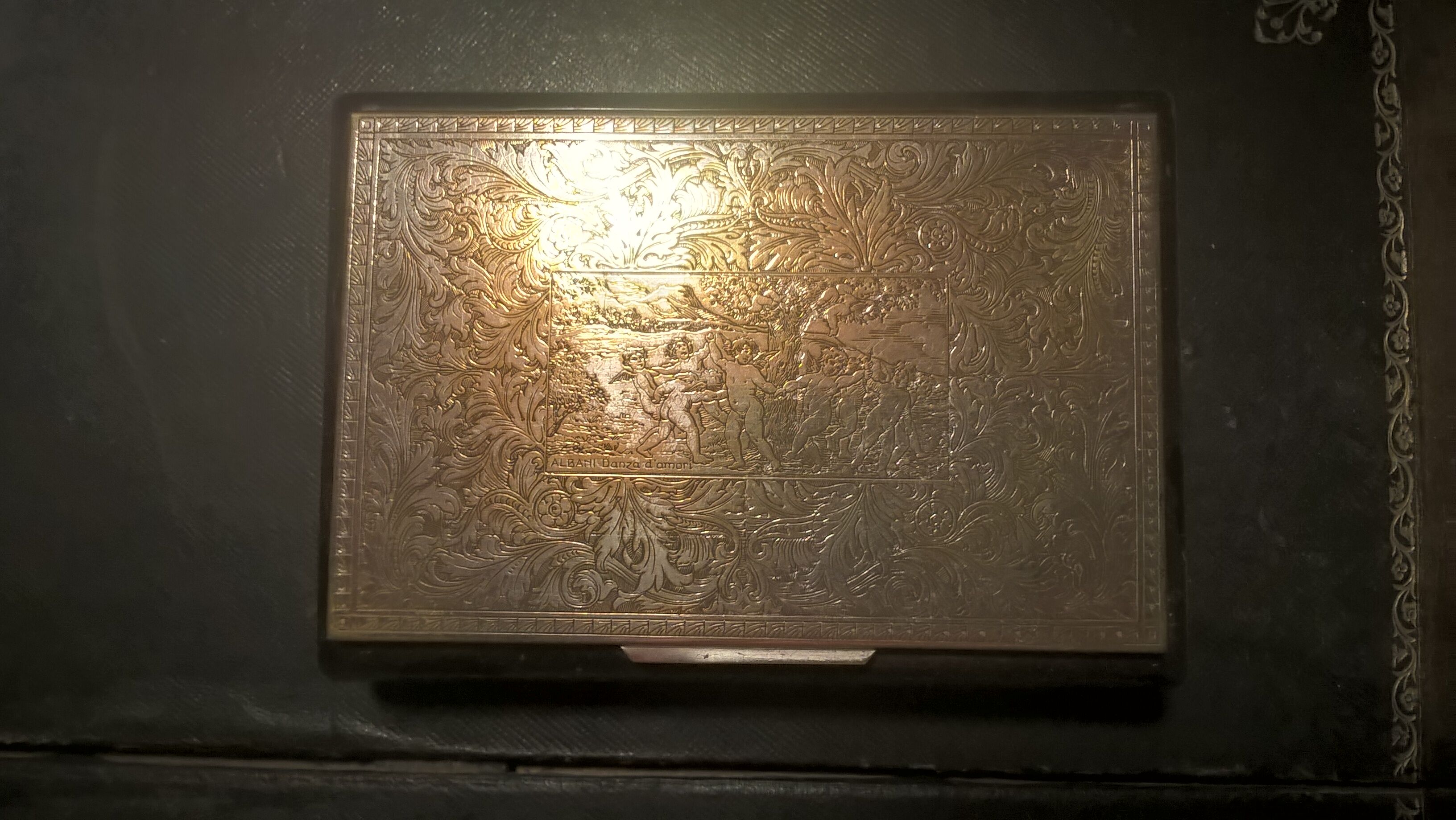 Black and silver lacquered wood jewelry box 60s