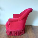 Lot de 2 fauteuils crapauds en velours rouge