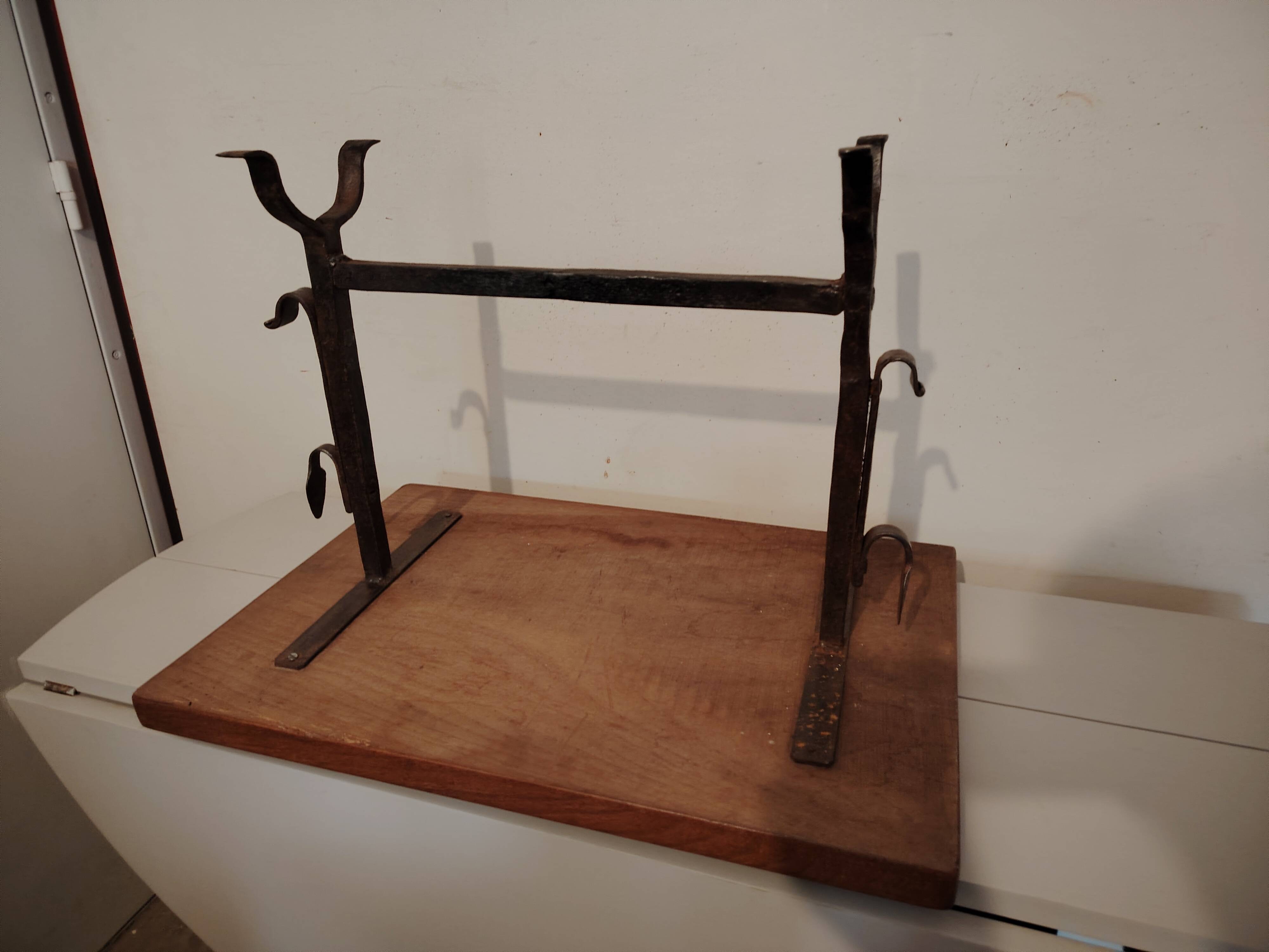 Solid wood and wrought iron coffee table