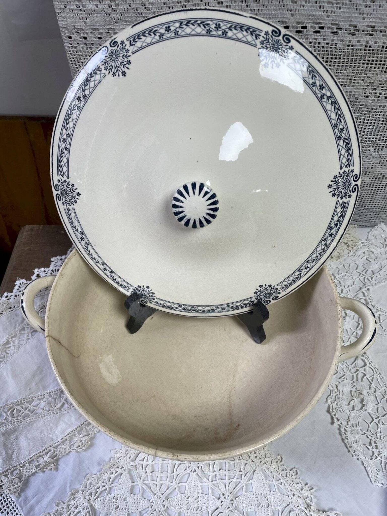 Salins blue iron earth soup tureen